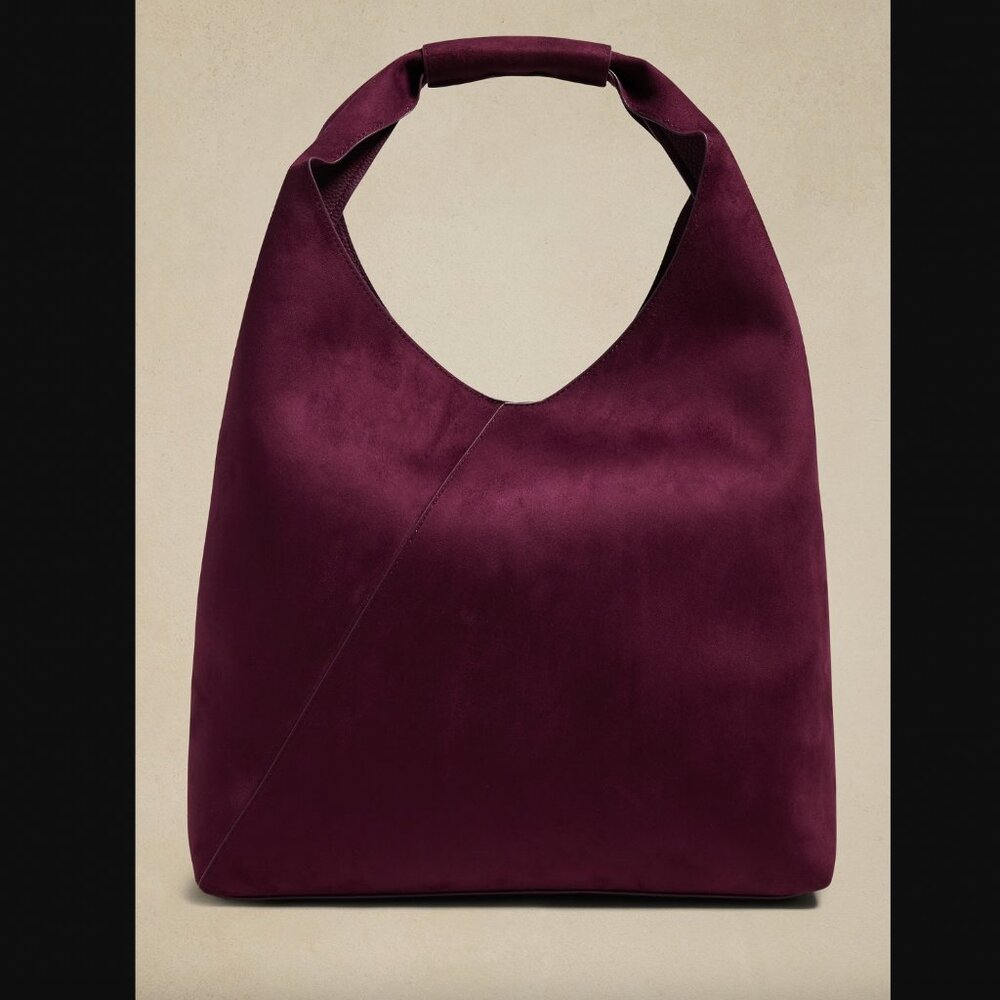 Banana Republic Vegan Leather Slouchy Tote - Bright Wine